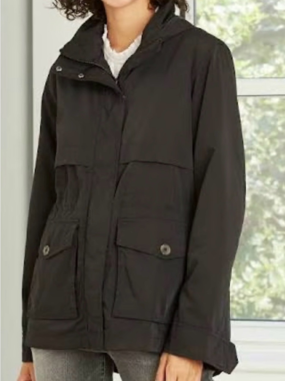 Universal Thread womens Black Hooded Field Coat size xl